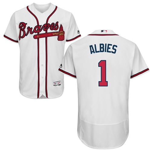 Braves #1 Ozzie Albies White Flexbase Authentic Collection Stitched MLB ...